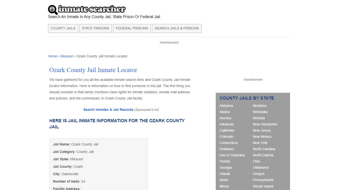Ozark County Jail Inmate Locator - Inmate Searcher